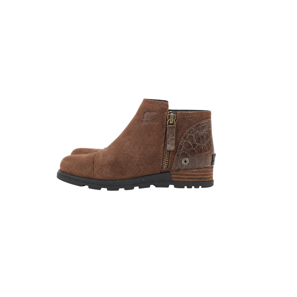 Sorel Side Zipper Round Toe Suede Leather Casual Ankle Boots Women Size 6 Brown.